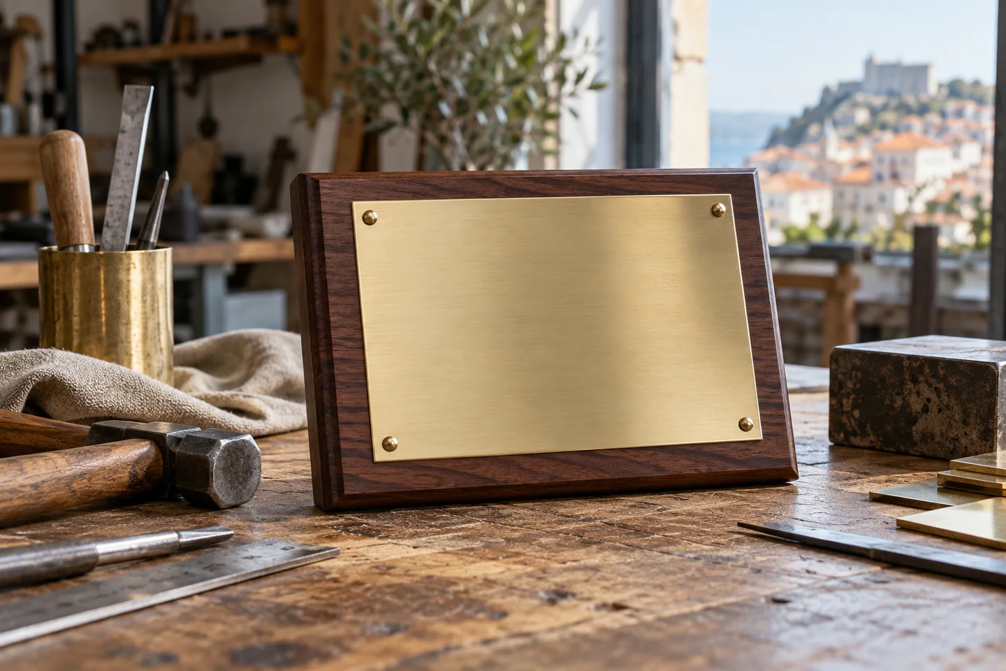 Placa metálica antes da gravação